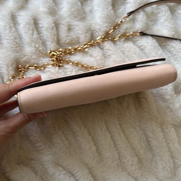 Tory Burch Robinson Saffiano Leather Chain Wallet Crossbody Shell Pink - Picture 10 of 10